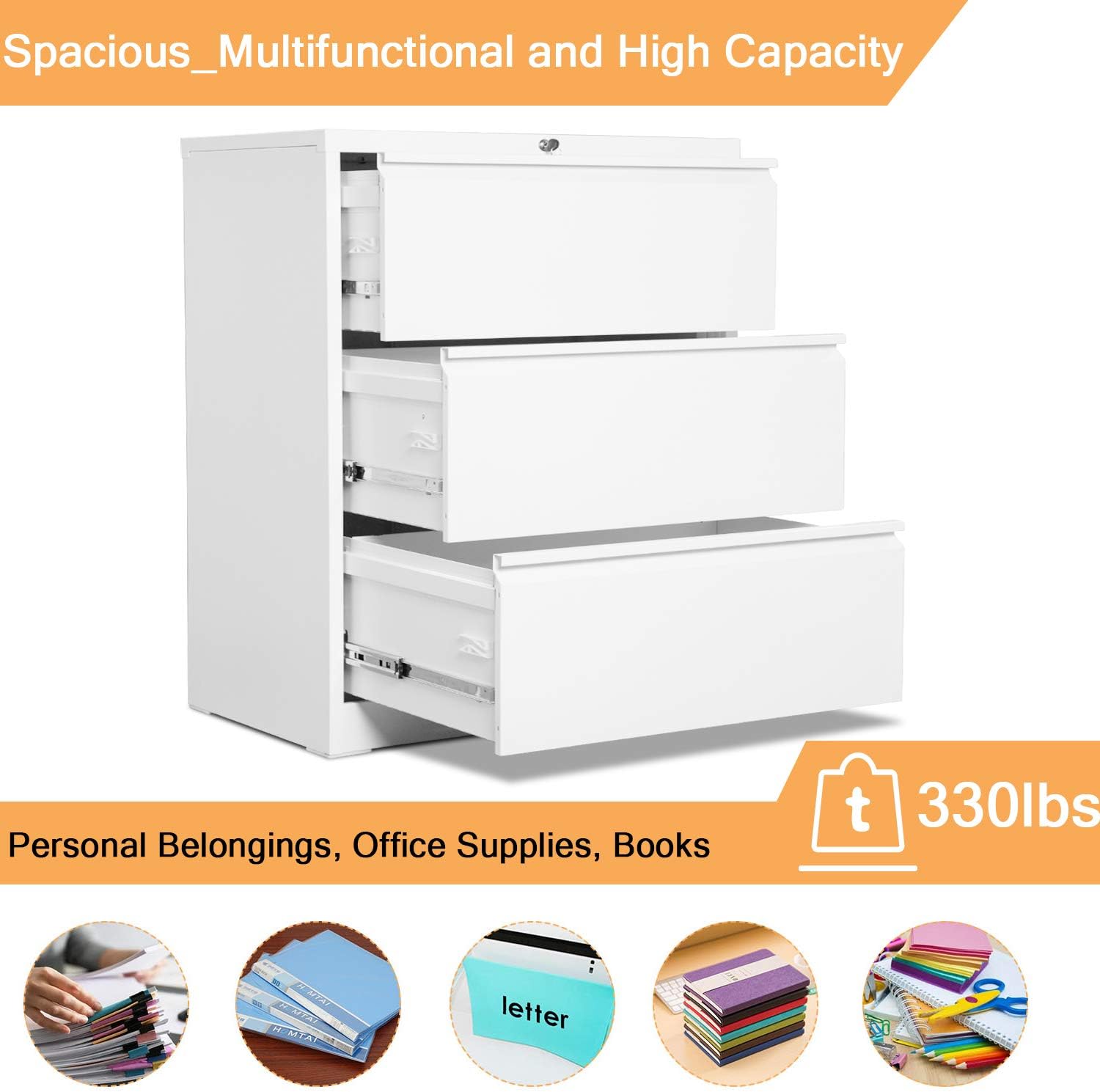 Aobabo Lateral File Cabinet 4 Drawer Metal File Cabinet With Lock Letter Legal Size 30 W Cabinets Racks Shelves File Cabinets