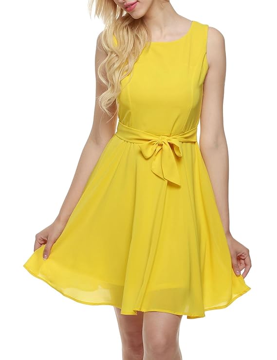 Zeagoo Damen Brautjungfernkleid Partykleid Prinzessin Hochzeit Kleid A-Linie Ärmellos