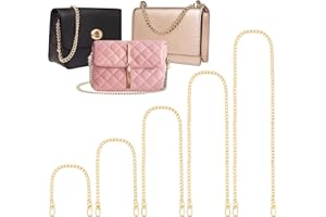 5 Different Sizes Purse Chain, Gold Handbag Flat Iron Chains with Metal Buckles, Shiny and Attach Easily Use Comfortable for 
