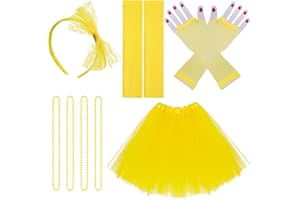 jiebor 80s Costume Accessories Outfits for Women Tutu Skirt Headband Leg Warmers Fishnet Gloves Necklace Halloween Party