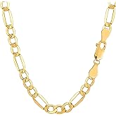 Jewelry Affairs 14k Yellow Gold Hollow Figaro Chain Necklace, 5.4mm