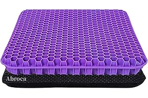 ABROCA Gel Seat Cushion for Long Sitting, Double Thick Office Desk Home Wheelchair Seat Cushions for Back Hip Sciatica Tailbone Pain Sore Pressure Relief, Gel Cooling Game Chair Pads for Car Truck Driver