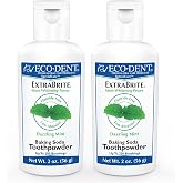 Eco-Dent ExtraBrite Baking Soda Toothpowder, Mint - Fluoride-Free Toothpaste Powder, SLS-Free Tooth Powder with Oxidizing Calcium Peroxide, Whitening Toothpaste Alternative, 2 Oz Ea (Pack of 2)