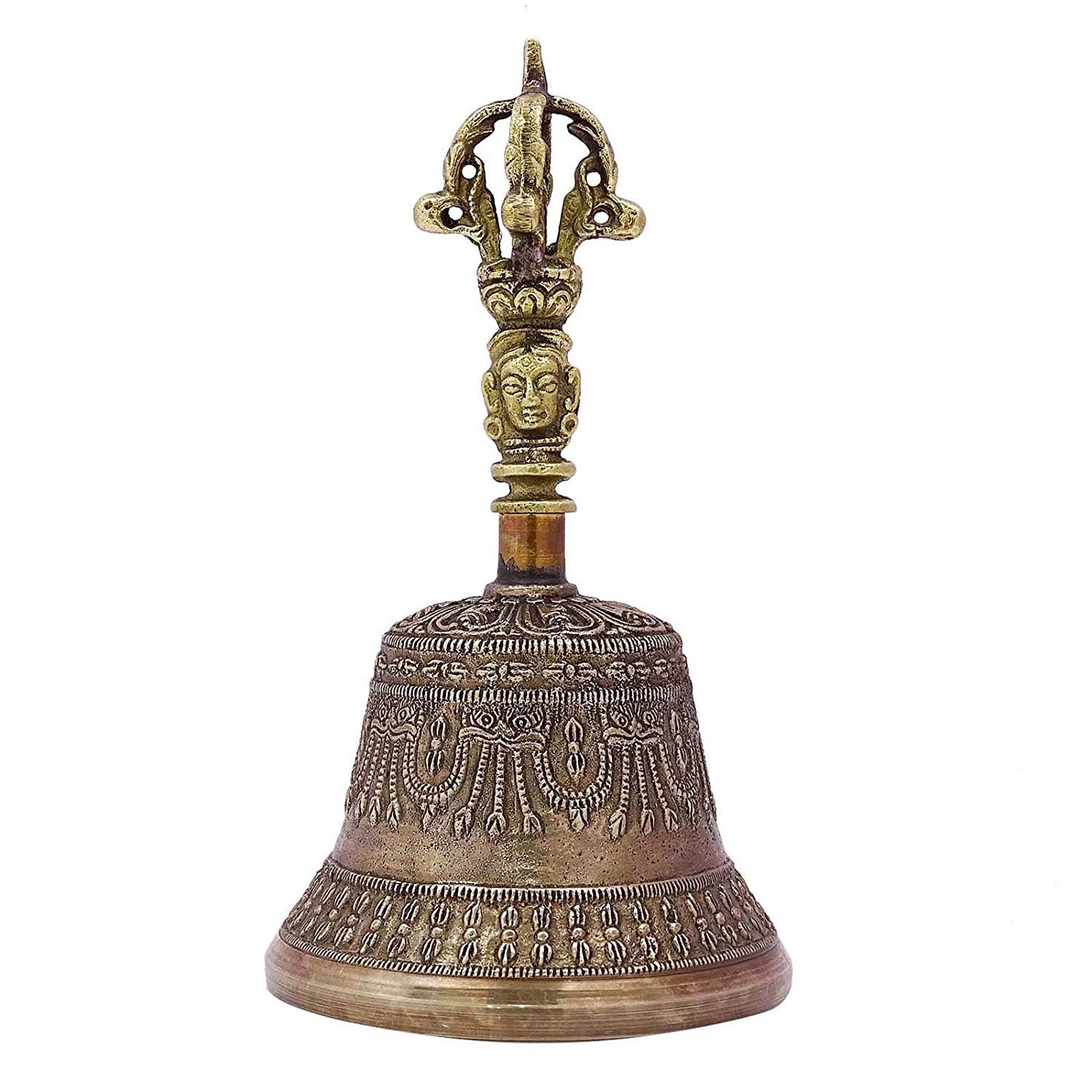 ibaexports Religious Tibetan Buddhism Antique Brass Bell Handmade Vajra Dorje Prayer Bell