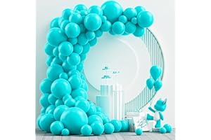 NISOCY Teal Latex Balloons Arch Kit, 102PCS 18In 12In 10In 5In Turquoise Arch Garland for Birthday Baby Shower Mermaid Unicorn Under the Sea Beach Nautical Teal Theme Party Decoration with 33ft Ribbon