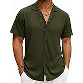 EKLENTSON Men's Cuban Guayabera Shirt Breathable Summer Beach Shirts Button Down Regular Fit Casual Beach Tropical Shirt