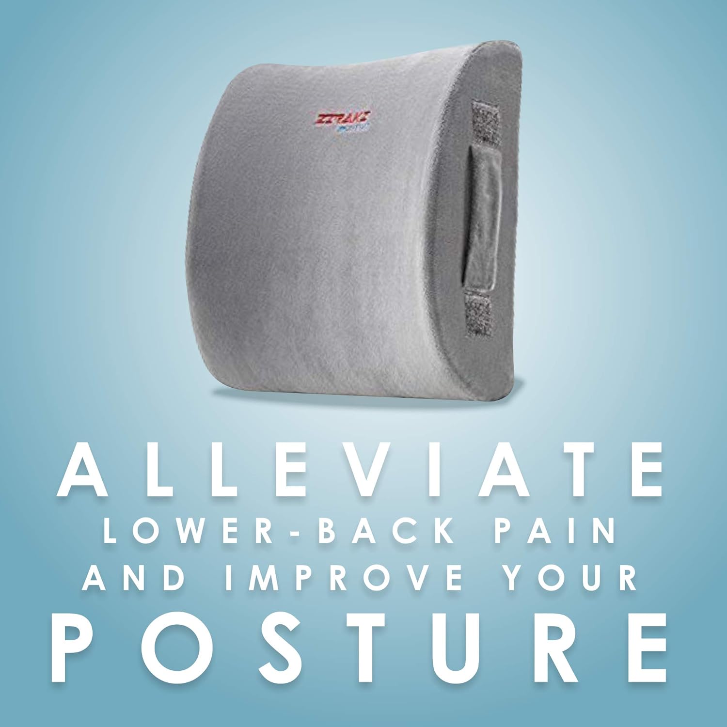 Lumbar Pillow Back Pain Support - Seat Cushion For Car or Office Chair | Memory Foam, Lower Back Pain Relief, Improve Your Posture, Protect & Soothe Your Back| Adjustable Extender Strap, Velvet Grey: Home & Kitchen