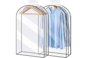 Lazebox Garment Bags for Travel and Closet Storage with Zipper, 40 inches Clear Suit Bag for Suits, Coats, Jackets, Shirts