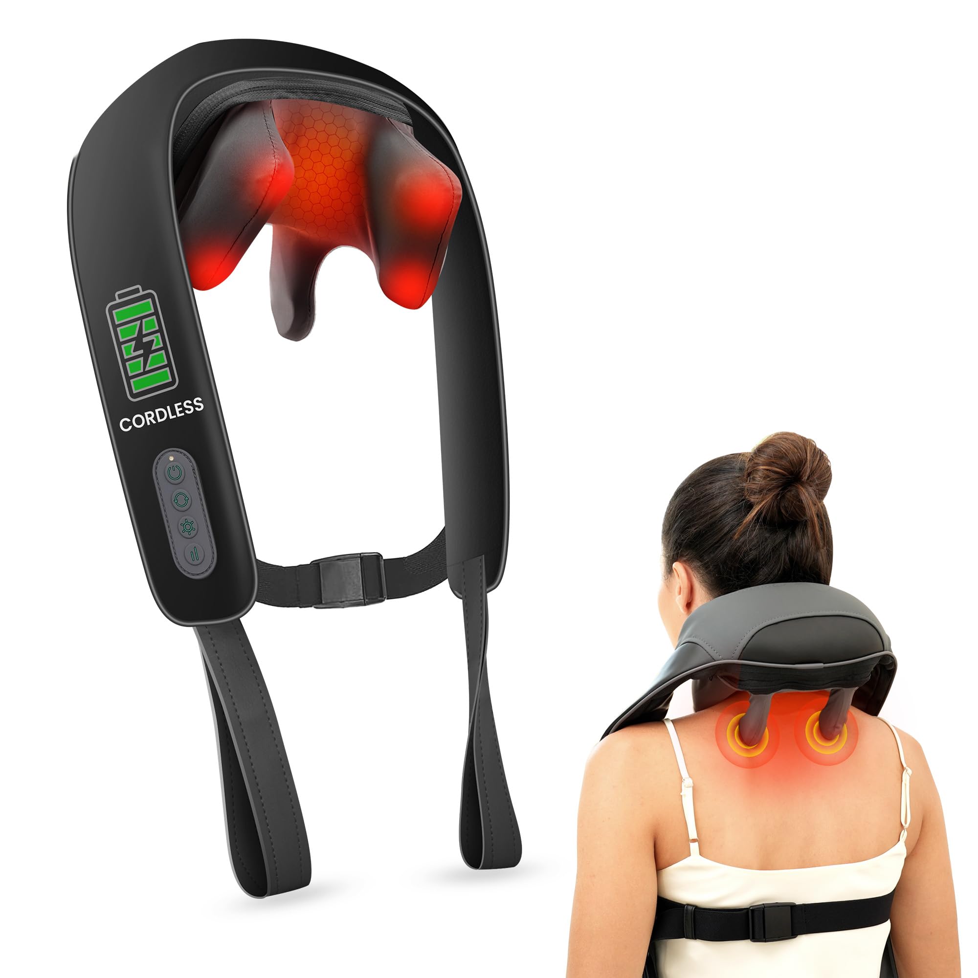 Photo 1 of Snailax Neck Massager for Pain Relief Deep Tissue, Neck Massage with Heat, Cordless Massager for Back and Shoulder Pain, Deep Kneading Back Massager, Gift for Mom Dad