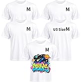 Joyclub 5 Pack Sublimation Blanks Bulk Wholesale White Polyester T Shirts for Heat Transfer Unisex Crew Neck Short Sleeve DIY