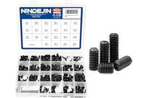 NINDEJIN 666pcs Set Screws, M2 M3 M4 M5 M6 M8 Metric Internal Hex Drive Set Screws & Allen Key Wrenches Assortment Kit, 12.9 Carbon Steel Socket Set Screws for Faucet, Bathroom Fixtures, Door Handles