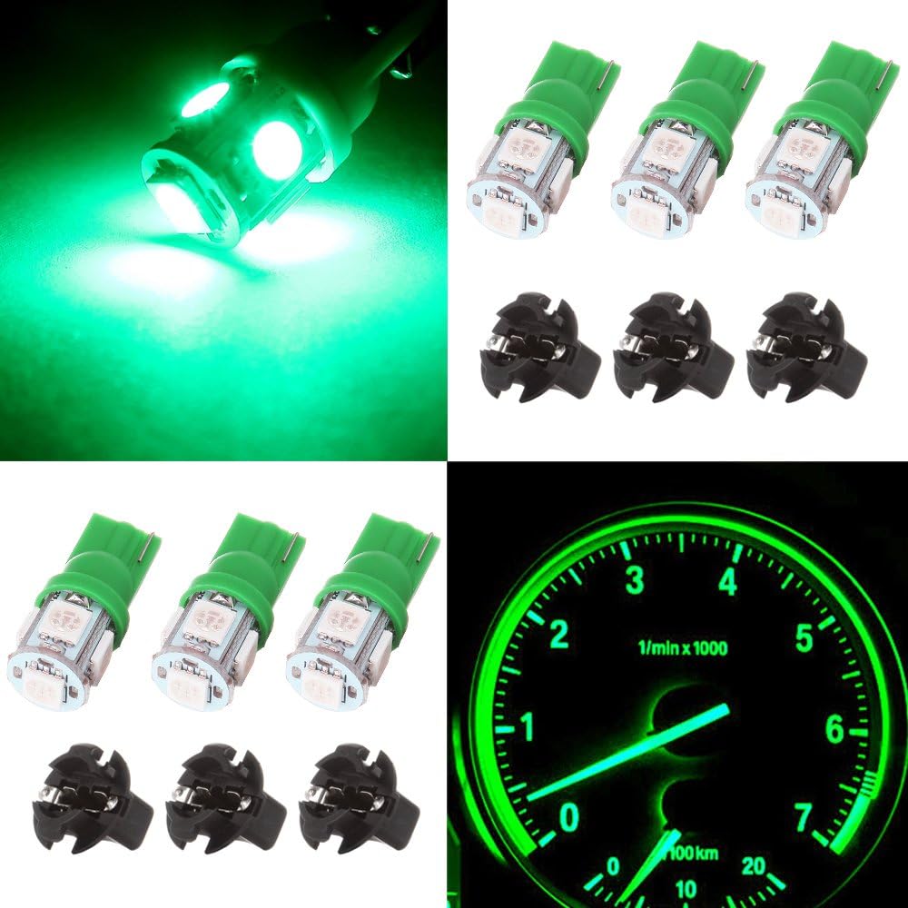 OCPTY 6Pack Green T10 194 LED Light Bulb LED Bulbs Bright Instrument Panel Gauge Cluster Dashboard LED Light Bulbs with Twist Lock Socket Instrument Panel Gauges Light