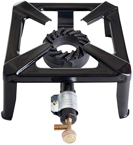 Paella World International Gas-Hockerkocher, groß ohne Zündsicherung, Schwarz, 40 x 40 x 17 cm