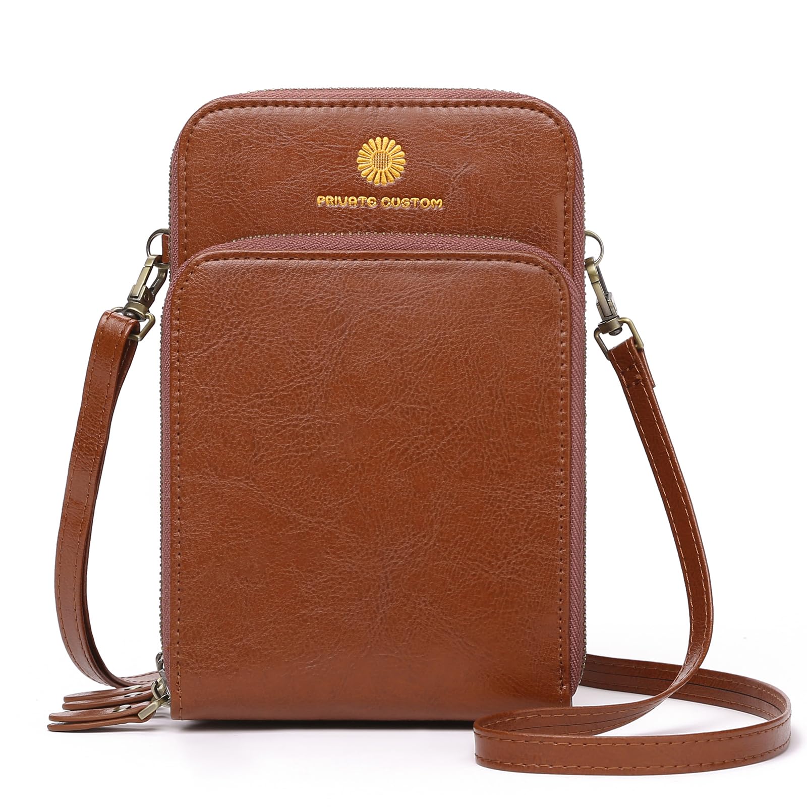 SENDEFN Phone Bags for Women Crossbody Genuine Leather Small Crossbody Purses for Women Multi-compartment Cell Phone Purse with Shoulder Strap