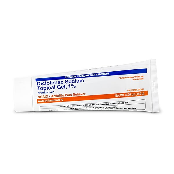 AMAZON BASIC CARE ARTHRITIS PAIN RELIEVING GEL, DICLOFENAC SODIUM TOPICAL GEL, 1% (NSAID), 5.29 OZ (150 GRAMS) (PACKAGING MAY VARY)