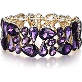 EVER FAITH Women's Art Deco Prom Jewelry Oval Teardrop Crystal Elastic Wedding Bridal Stretch Bracelet for Bride