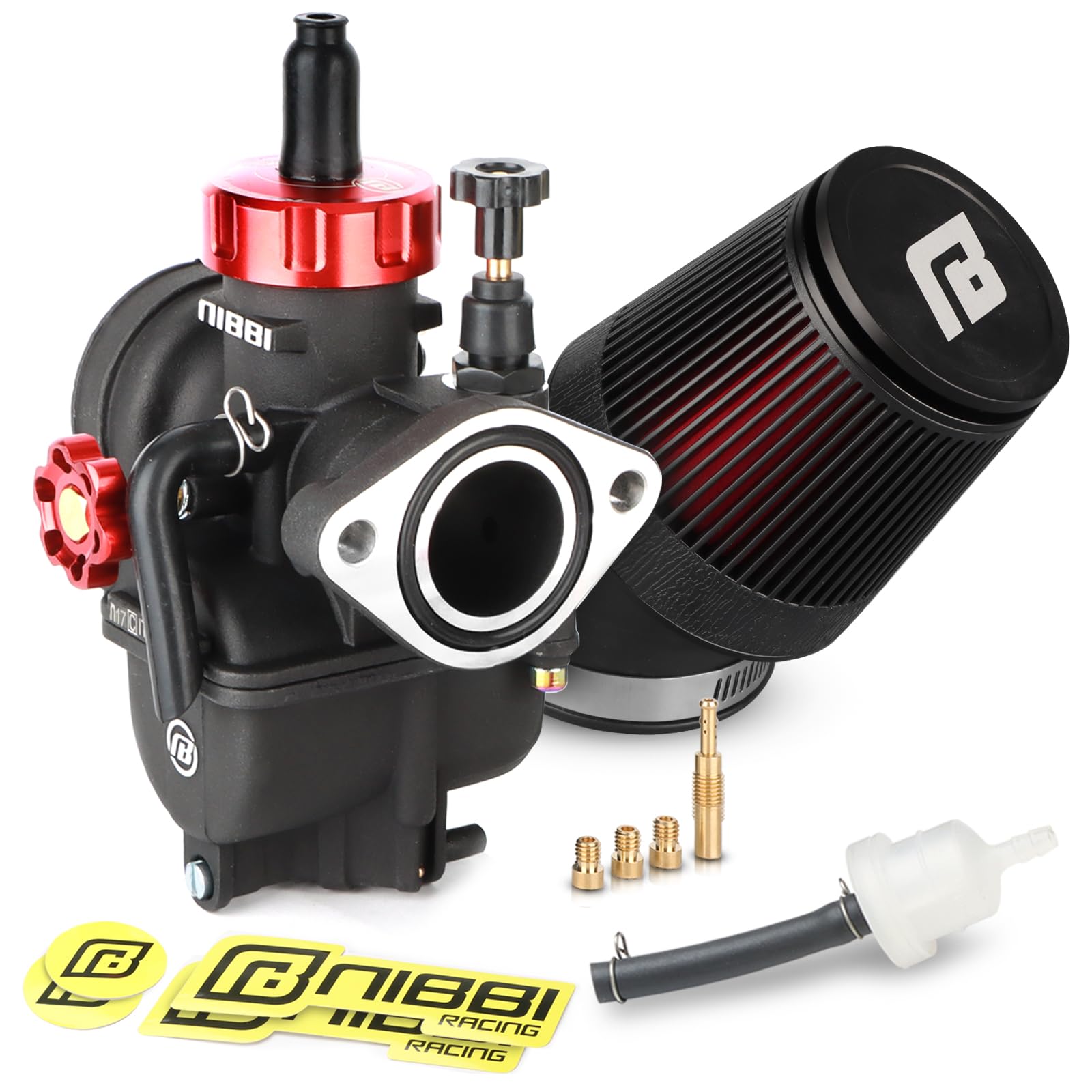 Photo 1 of NIBBI 17mm Carburetor with CNC 48mm Air Filter kit,PE17FL Carburetor fit for 110cc Pit Bike,Upgrade for SSR110cc Apollo110cc X-PRO110cc