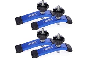 UTOOL 4 Pack T-Track Hold Down Clamps Kit with 3-1/2" T-Bolts, 6-1/3" L x 1-1/5" Width, Heavy Duty Anodized Clamps for Woodworking, Starlight Blue