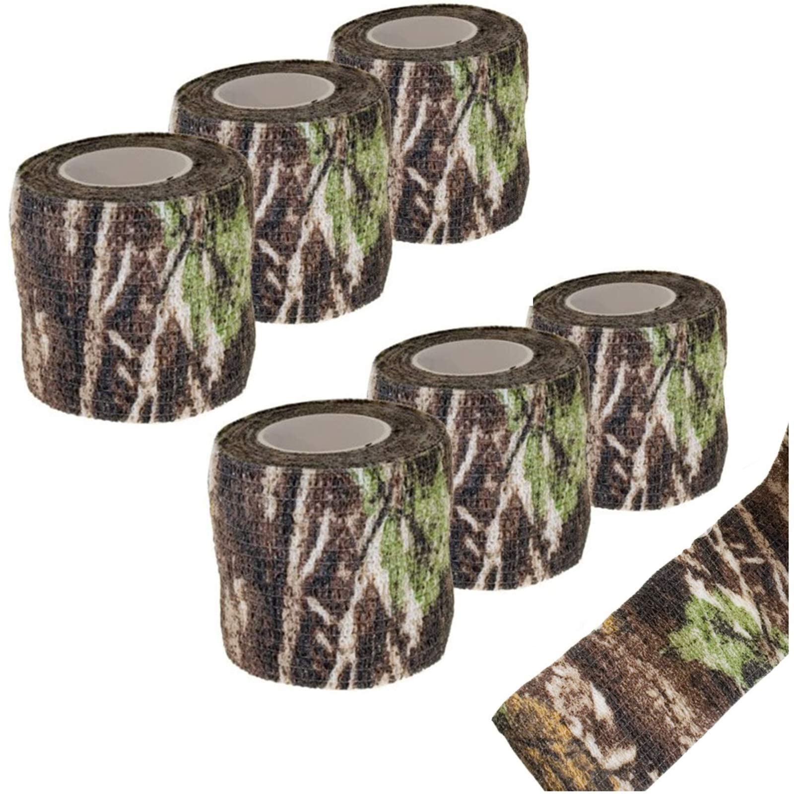 Camouflage Tape Wrap Stealth Camo Stretch Cohesive Camo Tape Fabric Camouflage Tape Wrap Cohesive Camouflage Tape for Guns Stealth Camera Stretch Tape Self-Adhesive Camouflage Tape Hunting(6 Pieces)