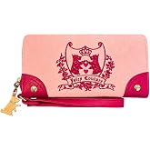 Juicy Couture New Love Chapter Large Zip Around Wallet, Flamingo | Embroidered Crest Logo, Wristlet Strap, Gold-Tone Hardware, 8 x 4 in Size, Two-Tone Pink Design