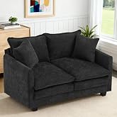 MUDANT 50'' Loveseat Sofa Cloud Sofa Couch, Modern Loveseats 2 Seat Couch 27" Deep Seat with 2 Pillows for Small Spaces Apartment Studio Office Bedroom Living Room, Black