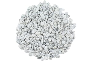 UFEEL 1LB Howlite Tumbled Chips Stone Crushed Crystal Quartz Irregular Shaped Stones for Home Decorative Stones Vases Plants Succulents Cactus 1pound (About 460 Gram)