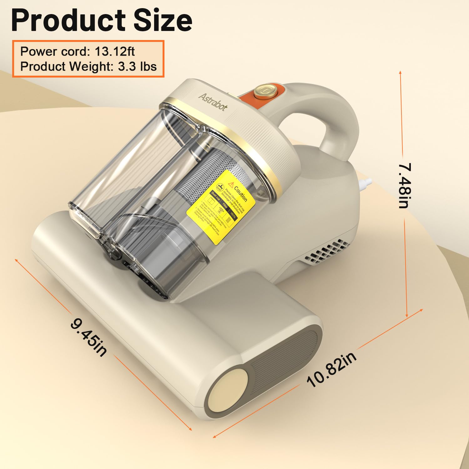 Mattress Vacuum Cleaner,16Kpa Suction with 253.7nm UV-C Light Bed Vacuum, 4400 Beats/Min,140℉ Heat Dry,Double-Cup Handheld Vacuums for BedCouch,Carpet,HEPA Filter System-Corded(White)