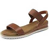 DREAM PAIRS Womens Espadrilles Ankle Stretch Elastic Strap Open Toe Wedges Flats Sandals