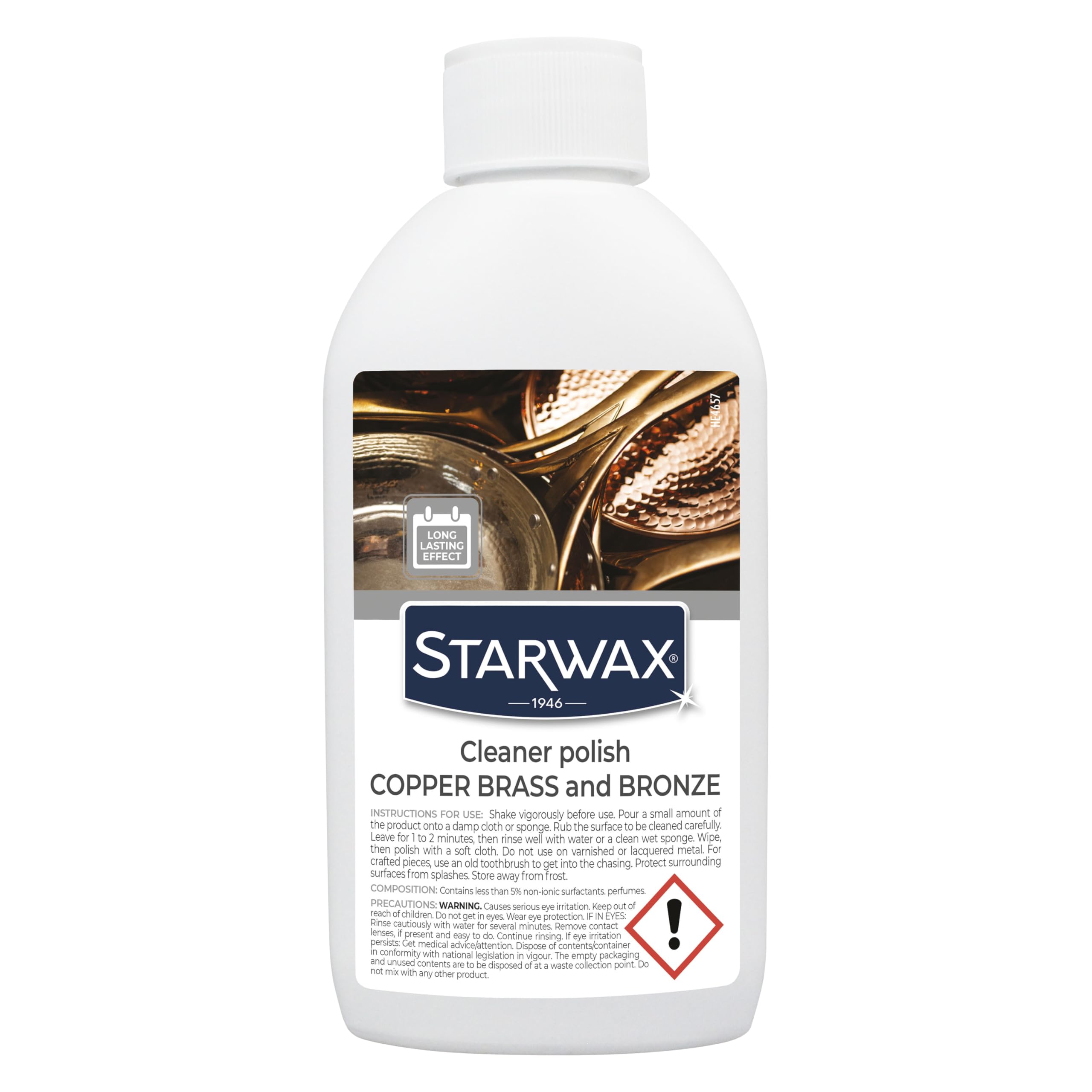 STARWAX - Cleaner for Copper, Brass and Bronze - Cleans, Removes Marks and Shines - Long-Lasting - Delays Tarnishing - Ammonia-Free - Pleasant Fragrance-250ml