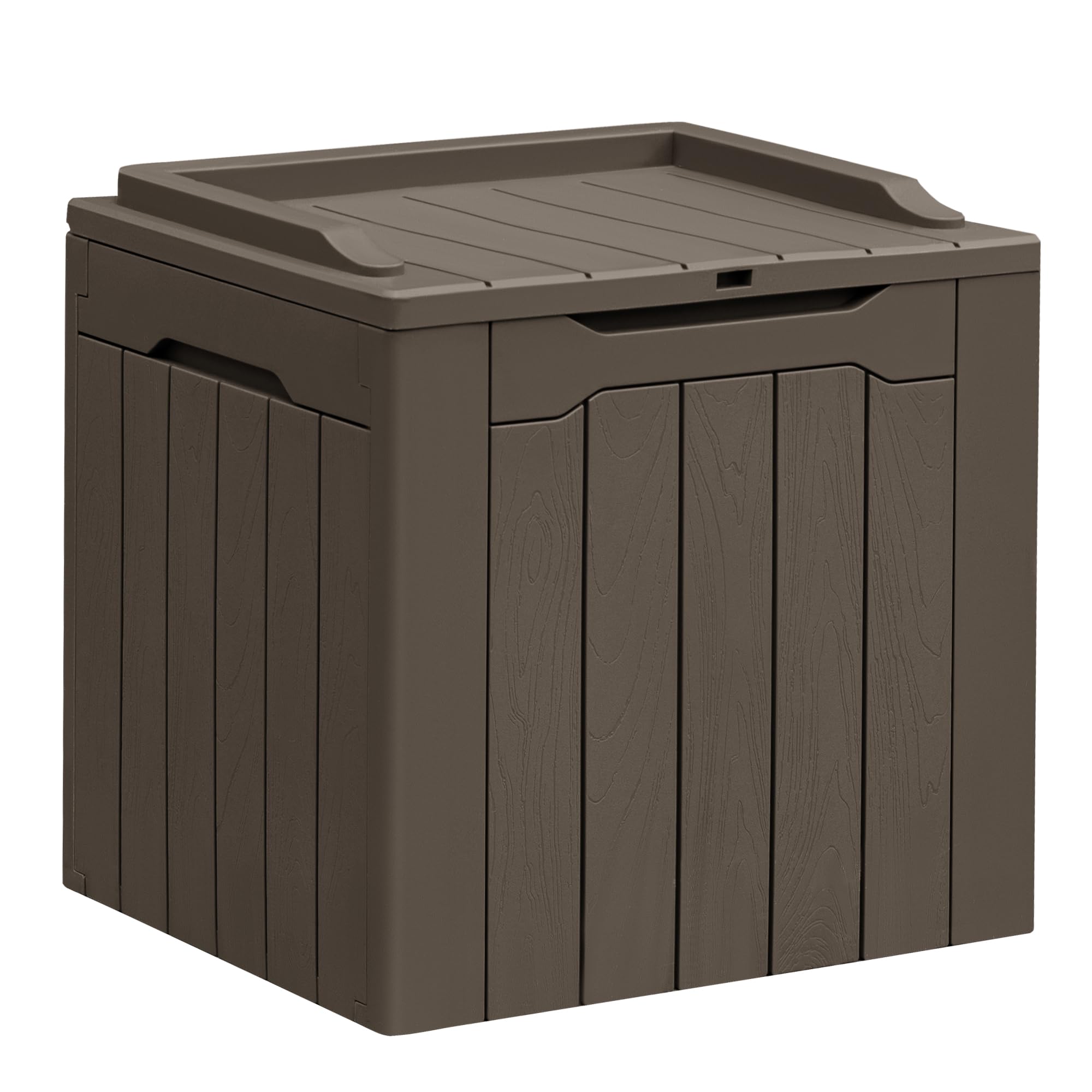 Greesum 31 Gallon Resin Deck Box All Weather Outdoor Storage Boxes for Patio Furniture Set,Outdoor Toys,Garden Tools,Brown Image