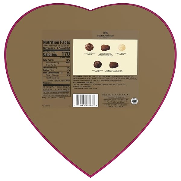 LINDT VALENTINE’S CLASSIC HEART ASSORTED GOURMET CHOCOLATE CANDY TRUFFLES, 8.8 OZ.
