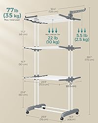 SONGMICS Clothes Drying Rack Stand 4-Tier, Foldable