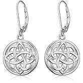 Dorunmo Celtic Knot Earrings 925 Sterling Silver Vintage Celtic Knot Leverback Dangle Earrings Jewelry Gift for Women Mom Grandma