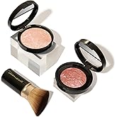 LAURA GELLER NEW YORK Blush-n-Glow Kit (3 PC): Baked Balance-N-Glow Illuminating Powder Foundation, Porcelain + Retractable Kabuki Brush + Baked Blush-N-Brighten, Pink Grapefruit
