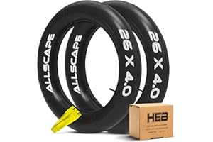 HAPPY EBIKES HEB - Heavy Duty Bike Tube for Ebike Tires - Puncture Resistant Inner Tube for 20x4 / 26x4 Bike Tire, Fat Tire Tube, MTB, 20 inch x 4.0 inch and 26 inch x 4.0 inch Bike Tubes