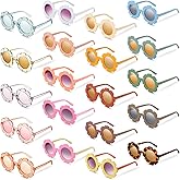 20 Pieces Round Flower Sunglasses Girls Flower Shaped Sunglasses Cute Outdoor Beach Eyewear for Kids