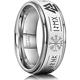 King Will 8mm Black/Silver/Blue Mens Tungsten Carbide Ring Laser Celtic Knot/Wolf Head/Dragon Polish Edge Wedding Band Comfort Fit