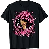 Aries Queen Curly Afro Woman Girl Birthday Zodiac Sign T-Shirt