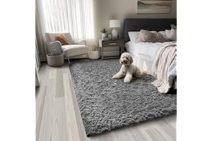 Ophanie Upgrade 3x5 Rugs for Bedroom, Grey, Fluffy Shaggy Soft Area Rug, Gray Non-Slip Indoor Floor Carpet for Living Room, Kids Baby Boys Teen Dorm Home Decor Aesthetic, Nursery, Rug