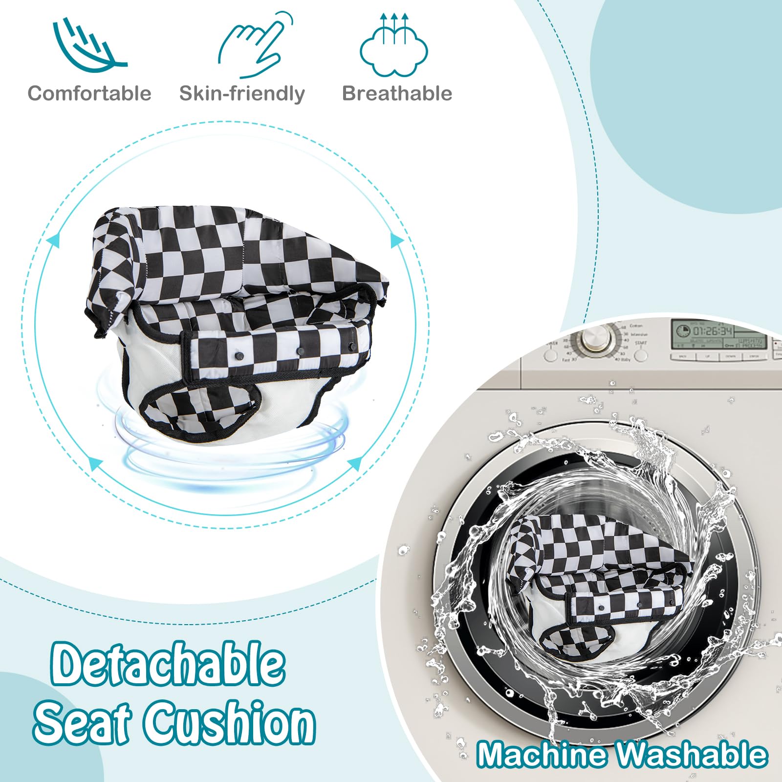 HONEY JOY Baby Walker, 6-in-1 Foldable Baby Walker and Bouncer Combo, Infant Activity Walker with Wheels, Adjustable Heights, Rocker, Music, Lights, Walker for Baby Boy Girl 7-14 Months (Gray)