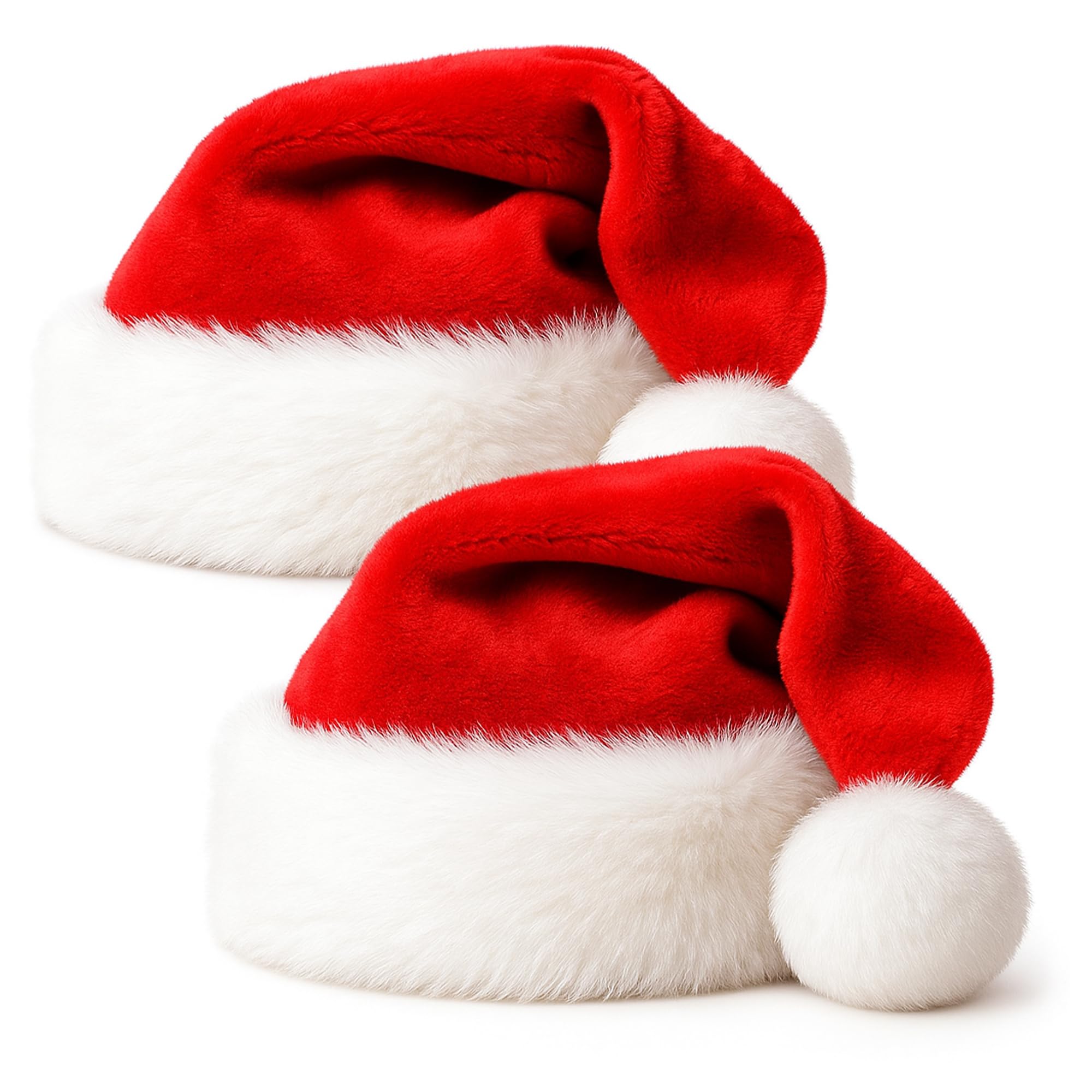 TSA LIMITED Santa Hats for unisex Comfort Velvet Red Christmas Hat Extra Thicken Classic Xmas Hat for Adults Christmas Fancy Dress Party Costume Supplies Without Fur - Medium