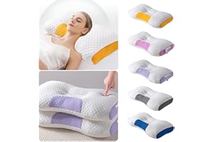 Generic Comfort Cervical Spine and Neck Pillow Core, Ergonomic Contoured Supporting Pillow with Soft and Non Collapsing Design, Breathable Sleeping Pillow for Home, Massage Pillow, Blue, XJJ-24053102