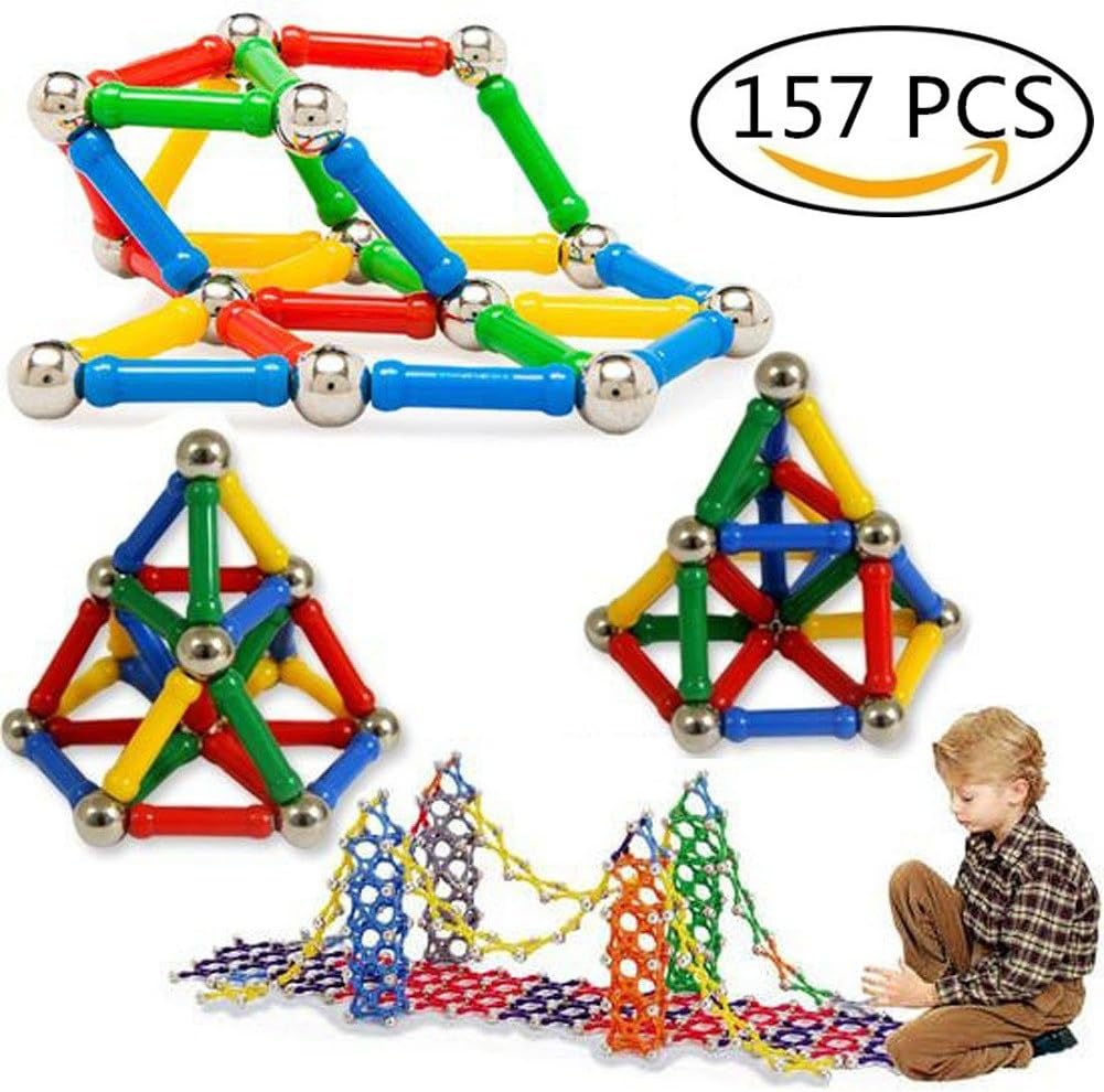 GbaoY 157 Pieces Magnetic Building Block Toys, Children Educational Intelligence Learning Toys and Brain Training Set for Kids and Adults