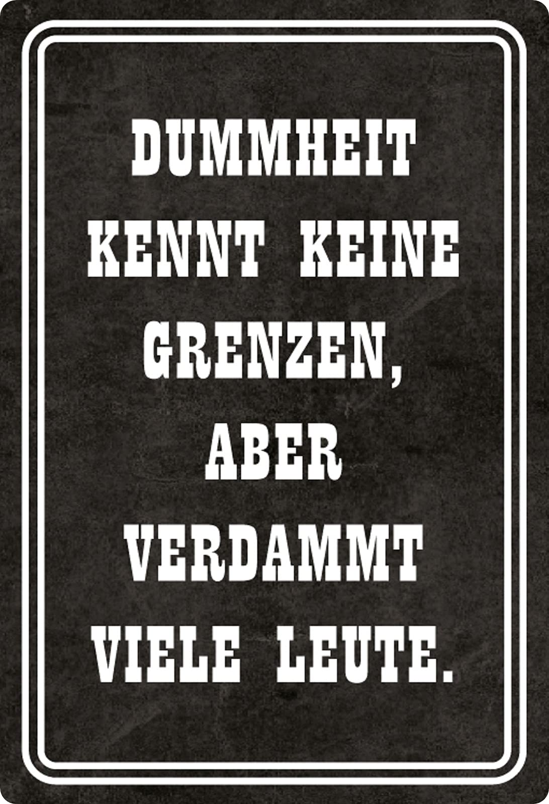 Tin Sign 20 x 30 cm Curved Dummness Knows No Limits Saying Decorative Gift Sign Sayings