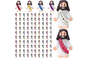 AKFAHOIF Little Jesus Figures, Mini Jesus Figurines in Bulk, Multicolor Tiny Jesus Figures, Miniature Figurines to Hide and Seek Religious Gifts for Easter Egg Stuffers (100)