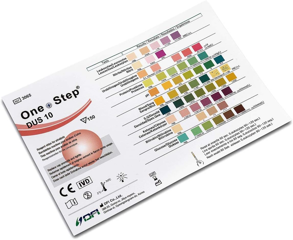 Urine Dipsticks 10 Parameter Test Strips Testing UTI Infection, Ketone, Glucose, Blood, Protein (150 Tests per Tub) - Image 4
