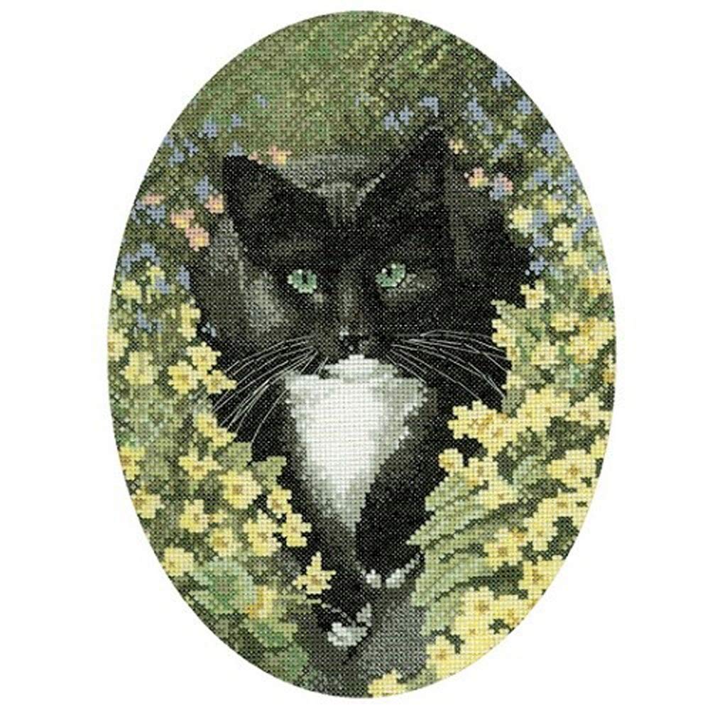 Heritage JSBL346-A Counted Cross Stitch Kit Aida Black and White Cat (A), 20.5 x 26.5 cm