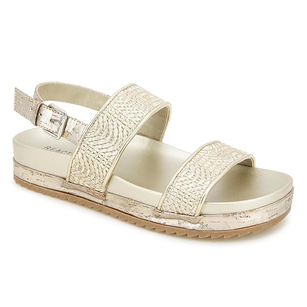 KENNETH COLE REACTION DEBRA2 NATURAL/GOLD RAFFIA SANDAL