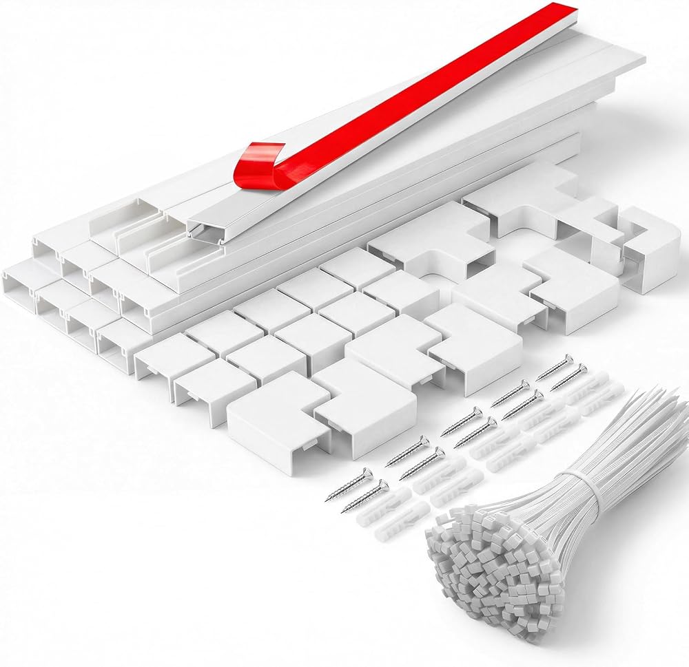 Flow fire White Cable Trunking 24x14mm 4.8M Self-Adhesive TV Wire Kit