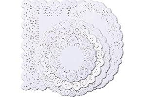 GothaBach 250PCS Paper Doily lace, Various Sizes, Food-Grade Modern Decorative in Bulk, add Elegance to Crafts, Coffee, Cakes, Desserts, Dining Tables, Weddings (Round Rectangle Oval White)